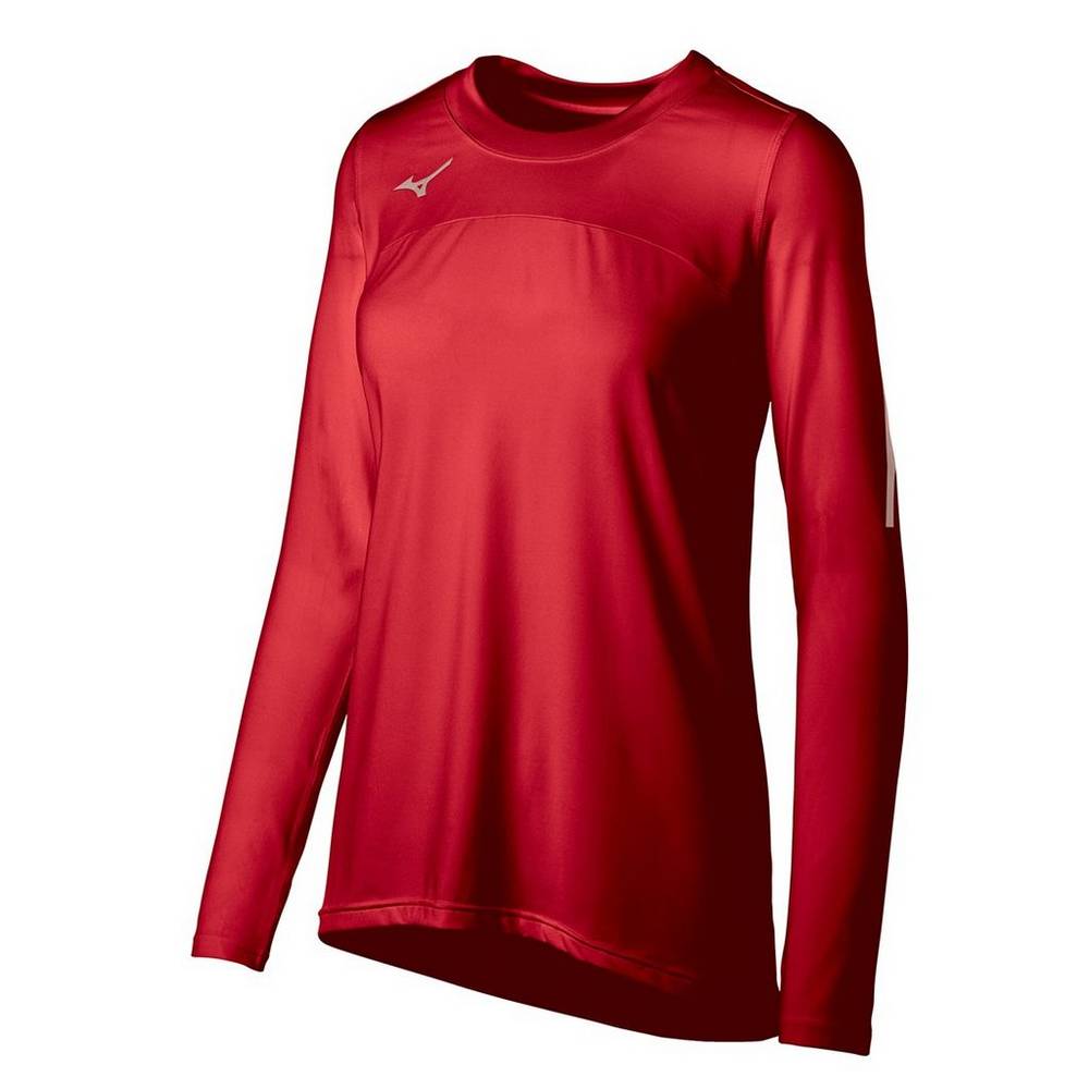 Jerseys Mizuno Techno VII Long Sleeve Mujer Rojas Baratas XYEU-91046